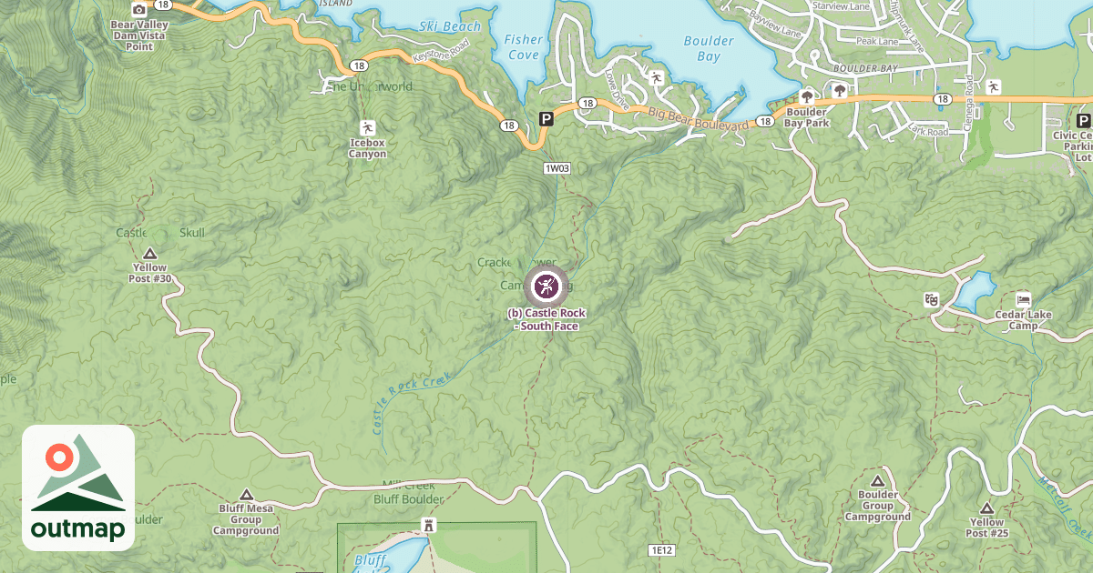 Map of (b) Castle Rock - South Face
