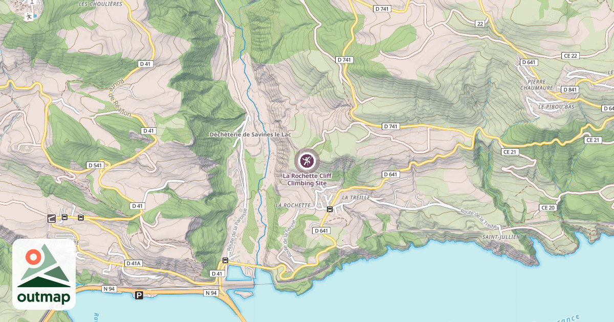 Map of La Rochette Cliff Climbing Site