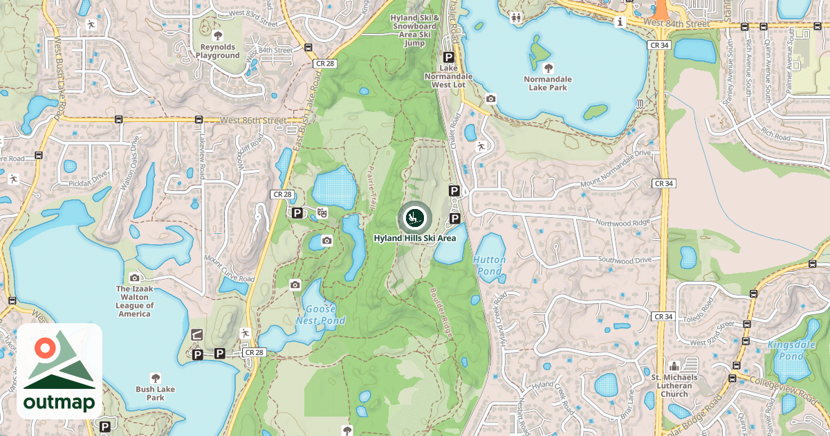 Map of Hyland Hills Ski Area