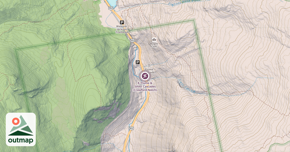 Map of 8. Flume & Silver Cascades (Crawford Notch)