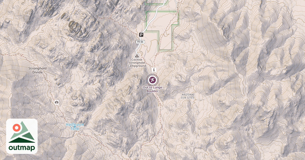 Map of Out to Lunge Boulder