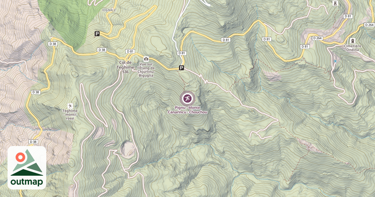 Map of Pignu - Monte Canarincu - Chouchou