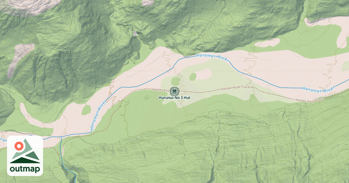 Map of Hurunui No 3 Hut