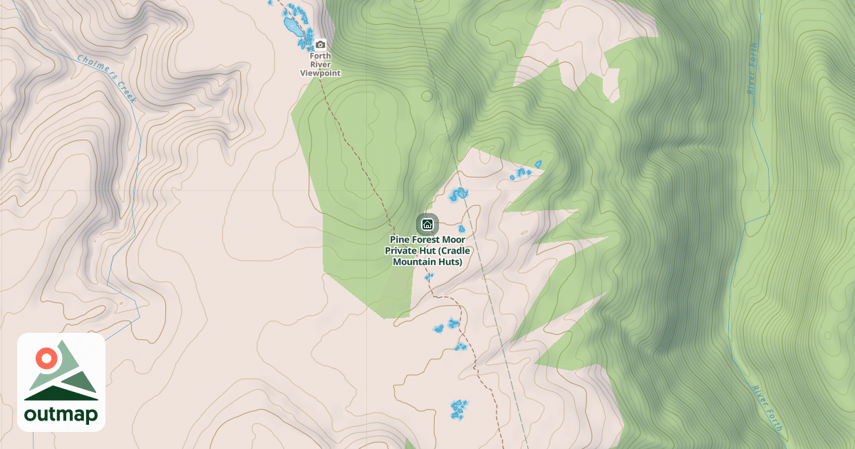 Map of Pine Forest Moor Private Hut (Cradle Mountain Huts)
