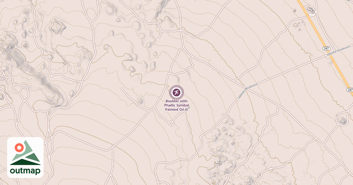 Map of Boulder with Phallic Symbol Painted On It