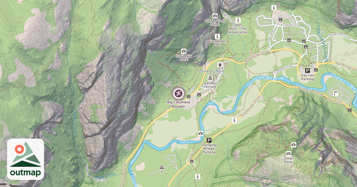 Map of Big Columbia Boulder
