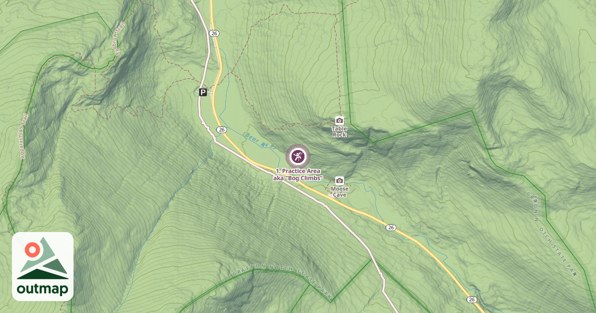 Map of 1. Practice Area aka "Bog Climbs"