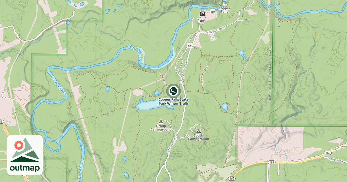 Map of Copper Falls State Park Winter Trails