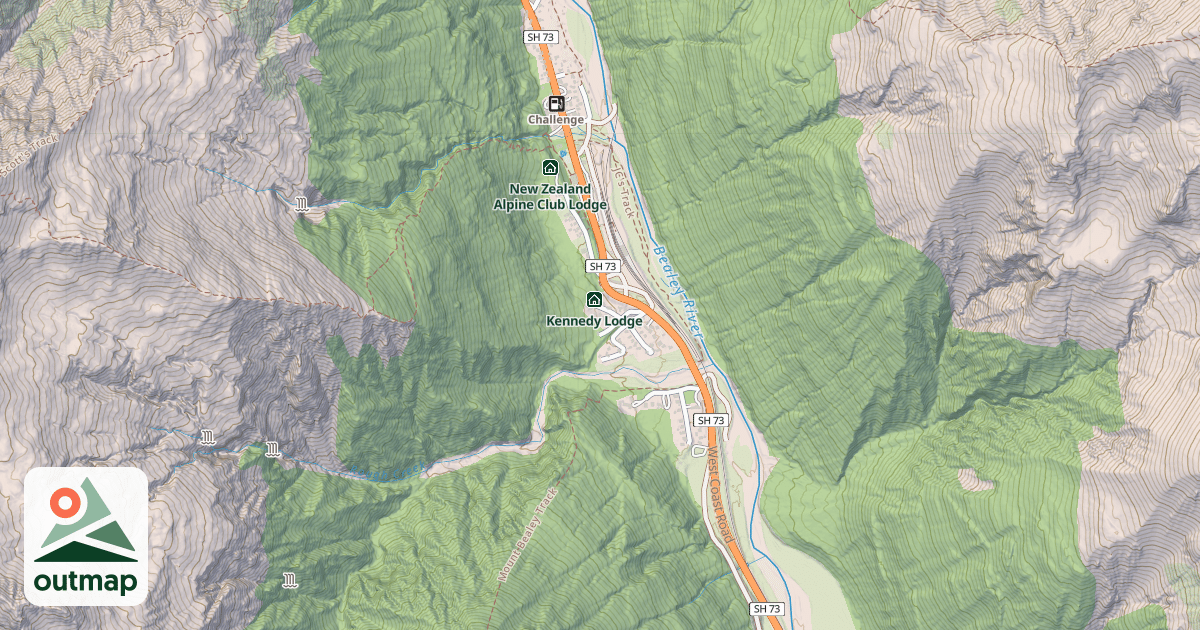 Map of Christchurch Tramping Club Lodge