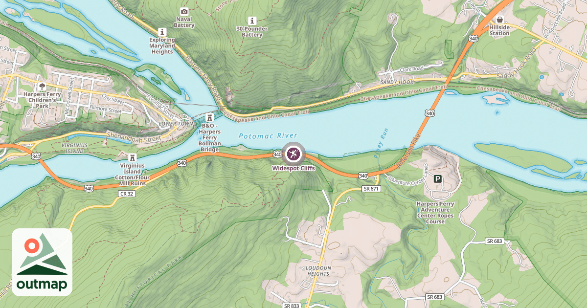 Map of Widespot Cliffs
