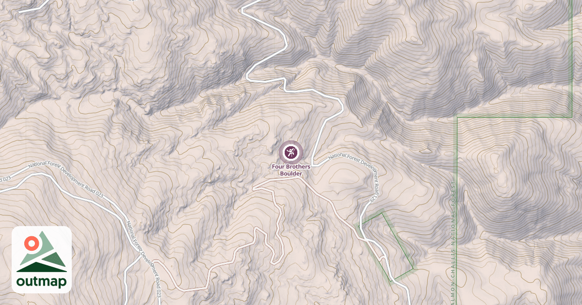 Map of Four Brothers Boulder