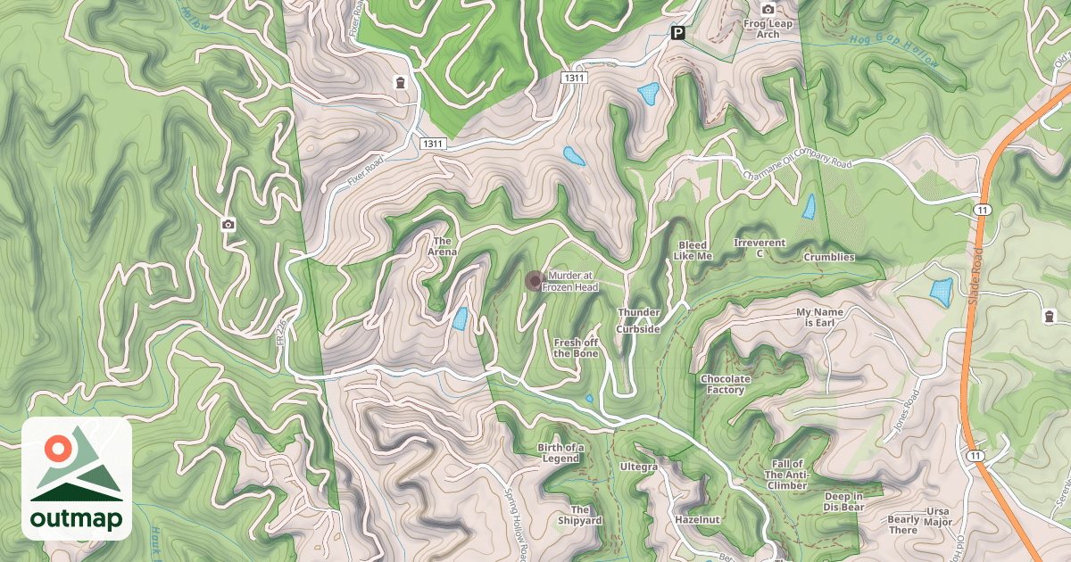 Map of Murder at Frozen Head