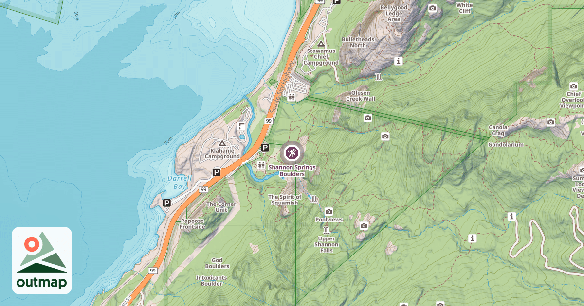 Map of Shannon Springs Boulders