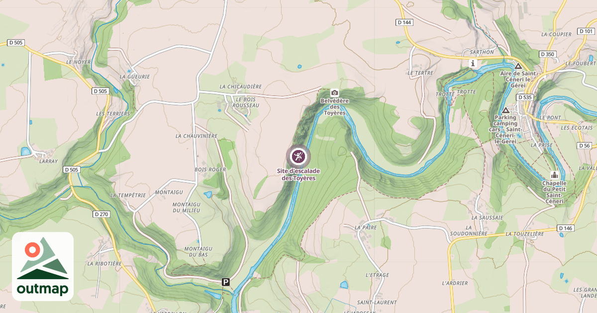 Map of Site d'escalade des Toyères