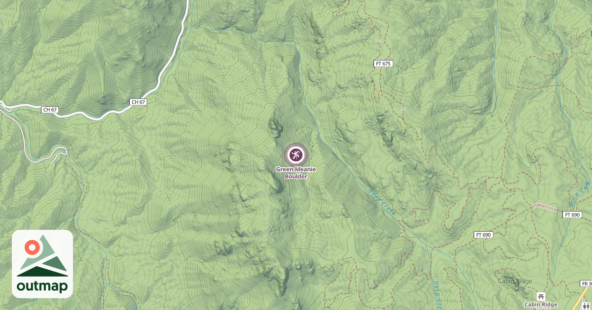 Map of Green Meanie Boulder