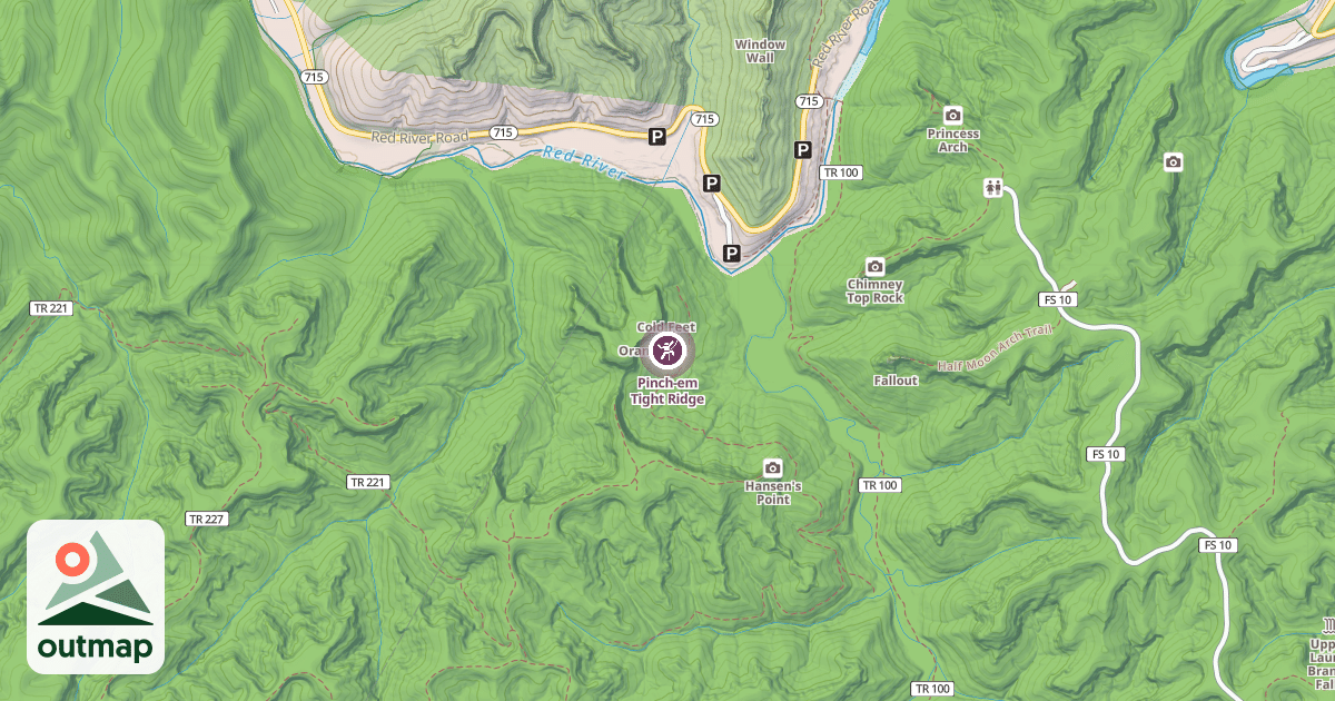 Map of Pinch-em Tight Ridge
