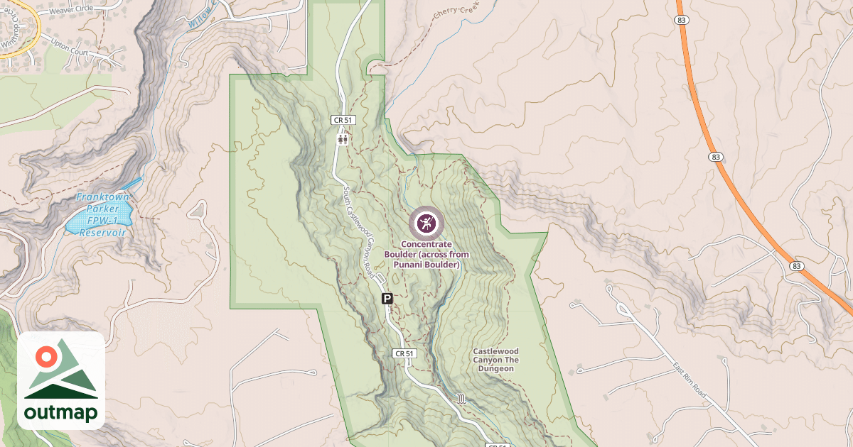 Map of Concentrate Boulder (across from Punani Boulder)