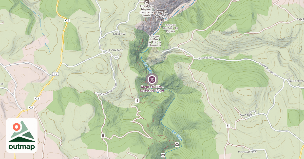 Map of Gorges du Bès - Le Bec de l'Aigle