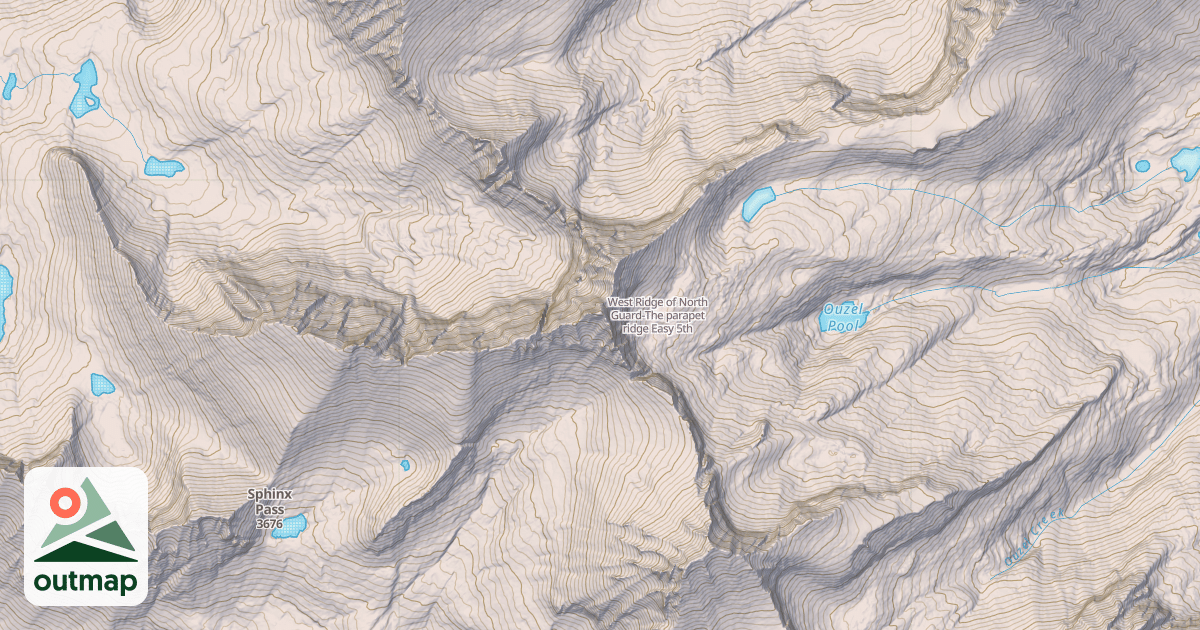 Map of West Ridge of North Guard-The parapet ridge