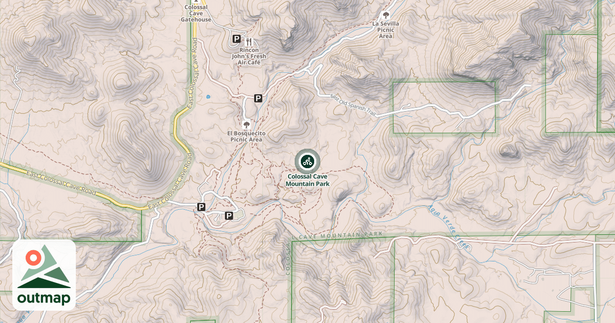 Map of Colossal Cave Mountain Park