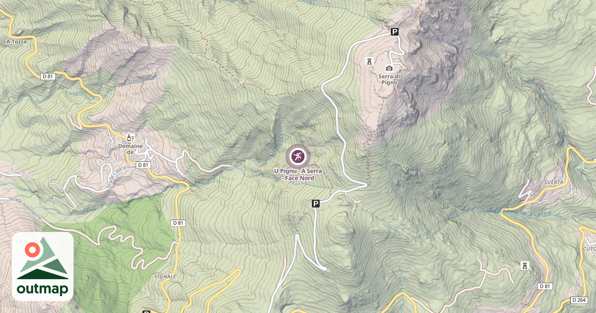 Map of U Pignu - A Serra - Face Nord
