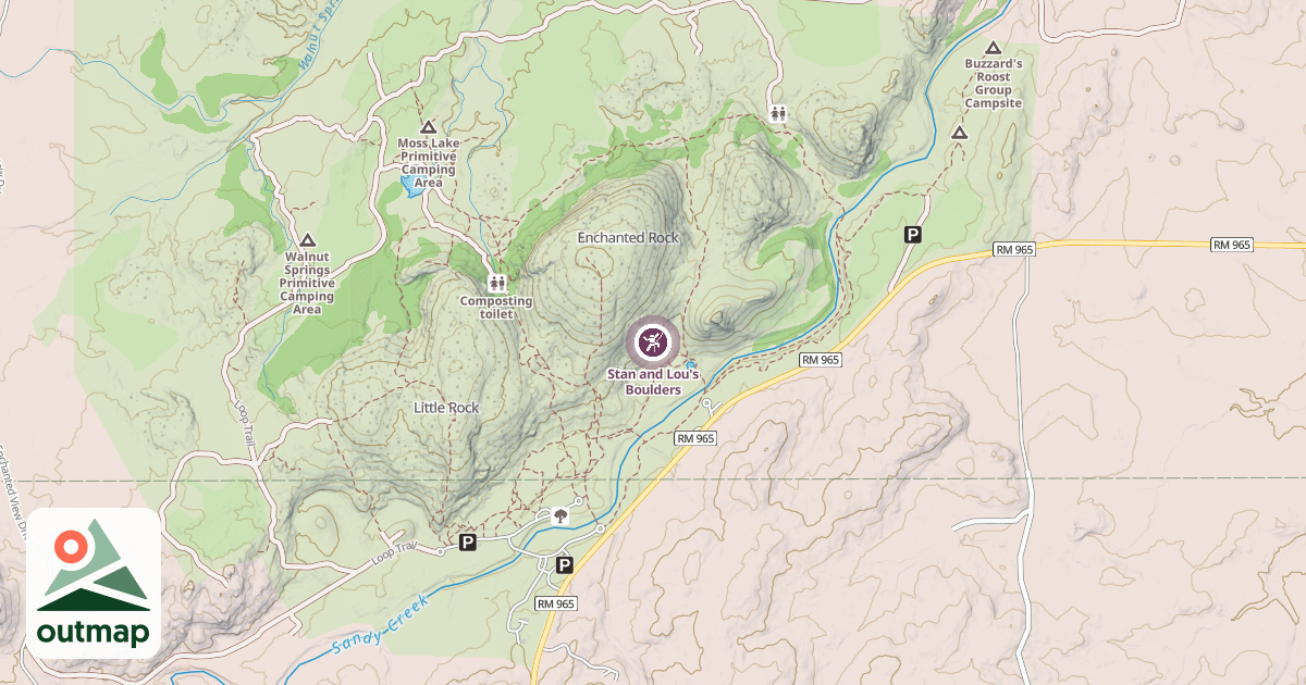 Map of Stan and Lou's Boulders