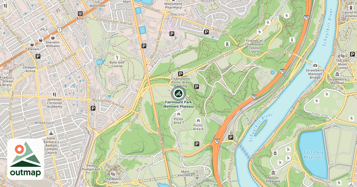 Map of Fairmount Park (Belmont Plateau)