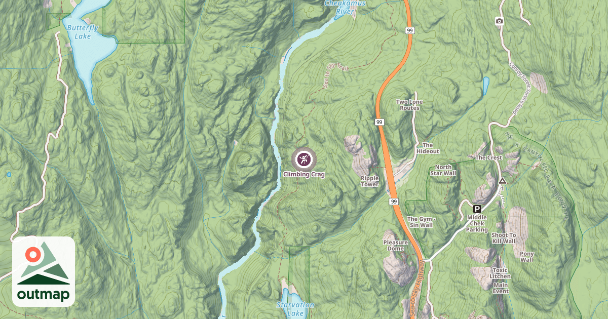 Map of Climbing Crag