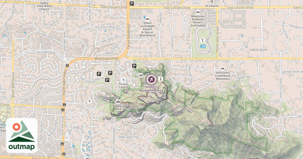 Map of Western Bouldering Area