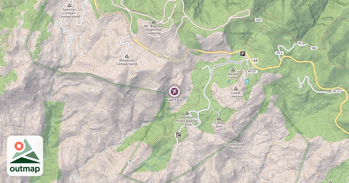 Map of East Face