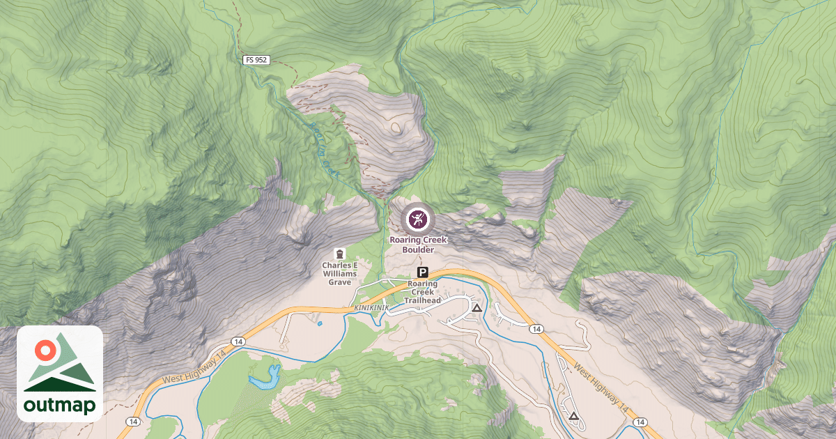 Map of Roaring Creek Boulder