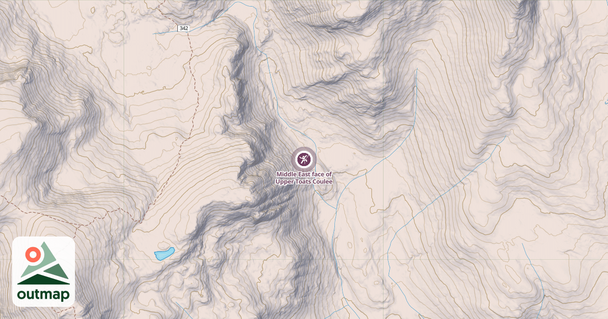 Map of Middle East face of Upper Toats Coulee