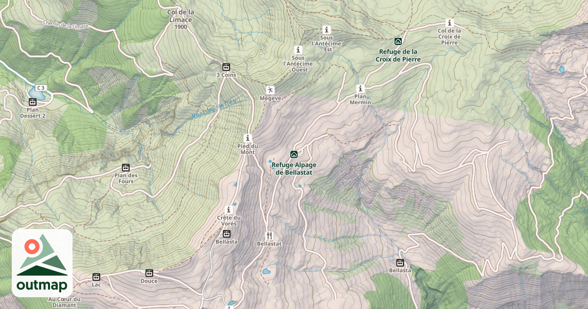 Map of Refuge Alpage de Bellastat