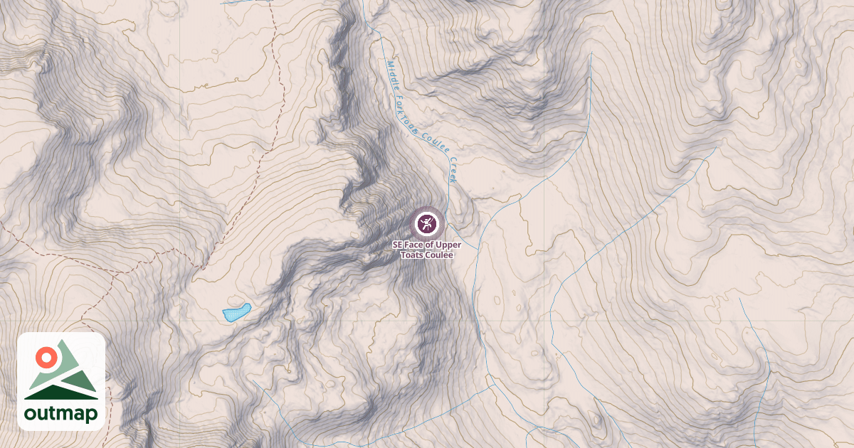 Map of SE Face of Upper Toats Coulee