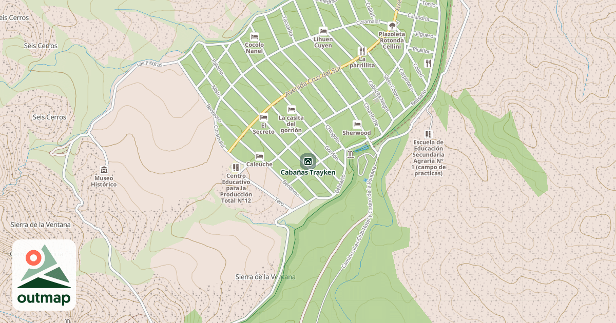 Map of Cabañas Trayken