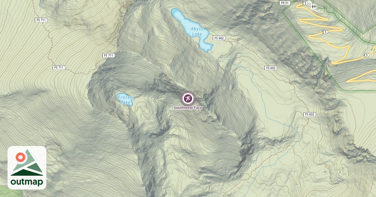 Map of Southwest Face