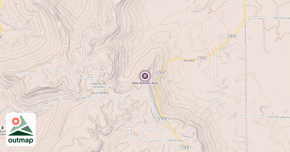 Map of Main Boulder Area