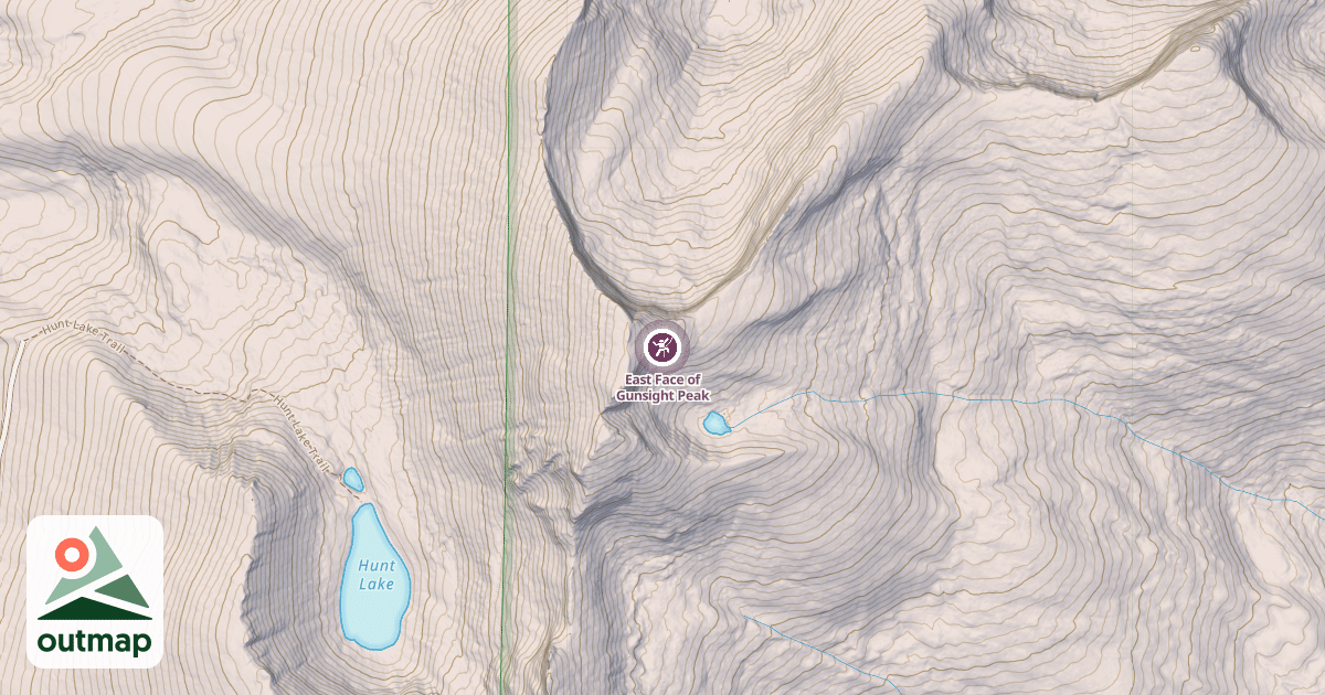 Map of East Face of Gunsight Peak