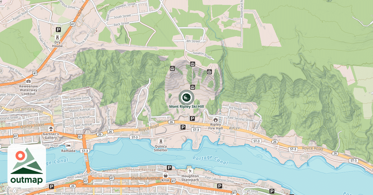 Map of Mont Ripley Ski Hill
