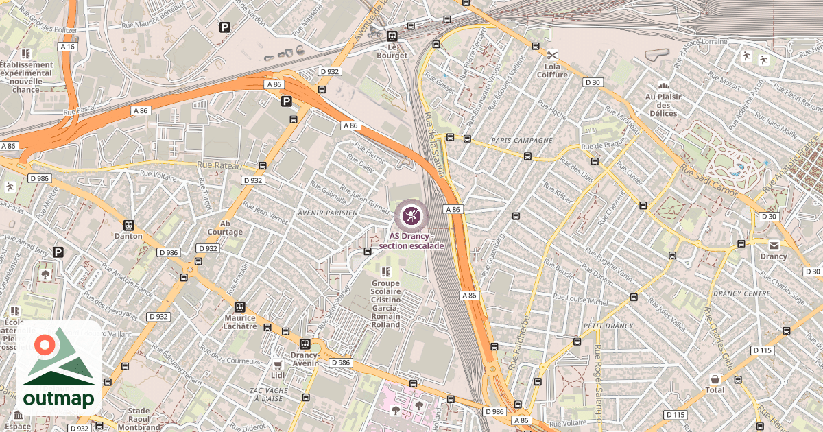 Map of AS Drancy - section escalade
