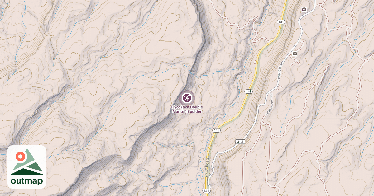 Map of Flyco (aka Double Mantel) Boulder
