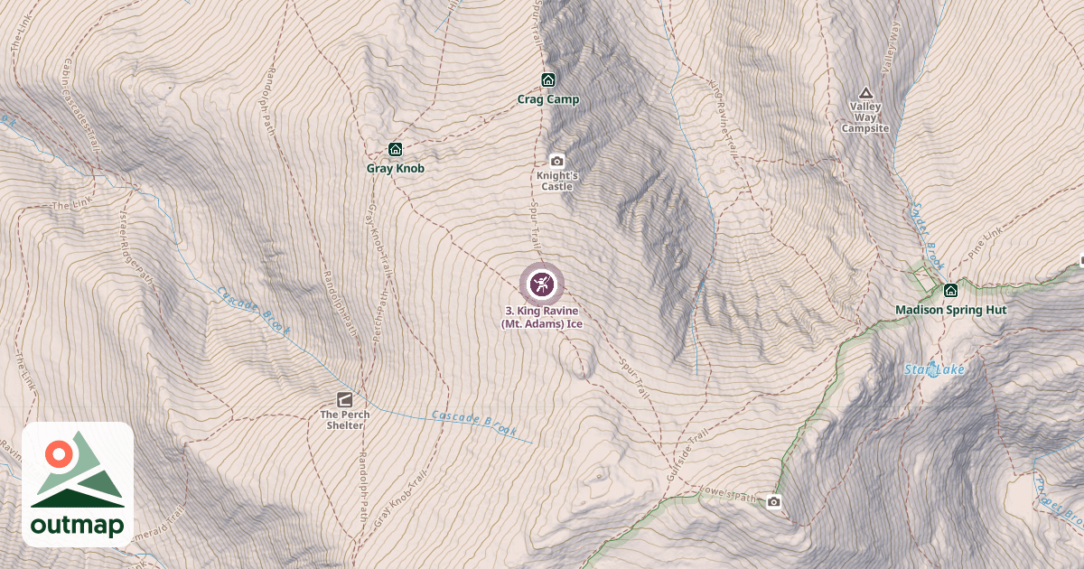 Map of 3. King Ravine (Mt. Adams) Ice