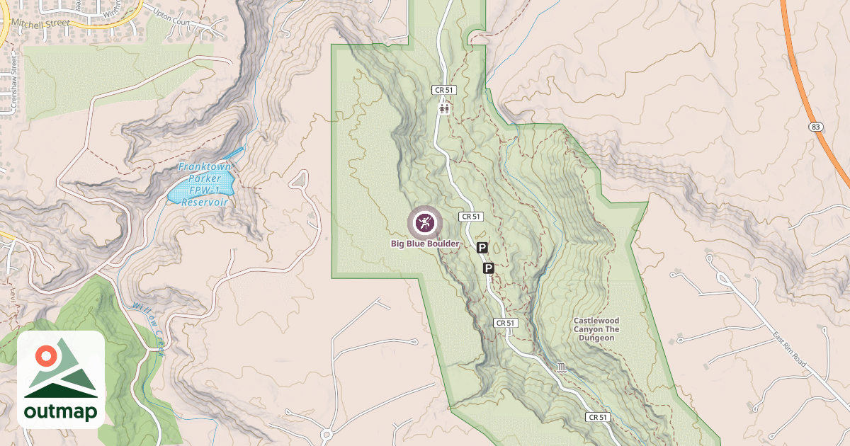 Map of Big Blue Boulder