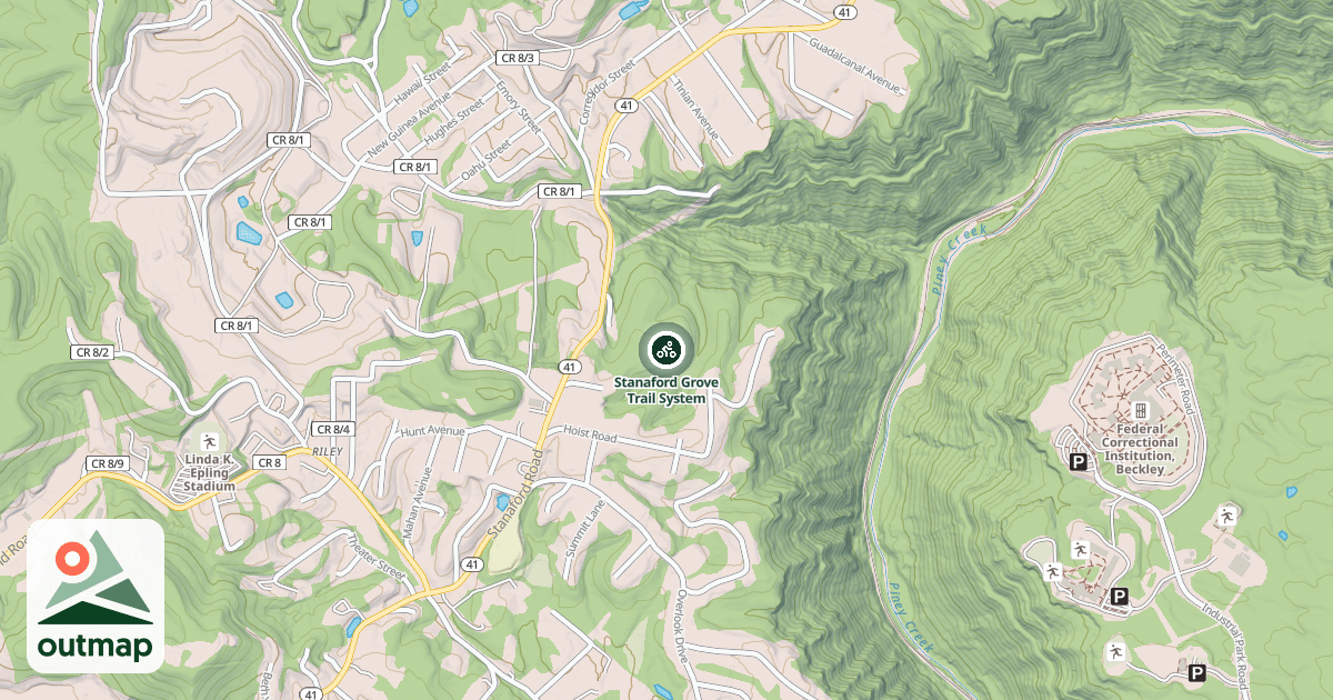 Map of Stanaford Grove Trail System