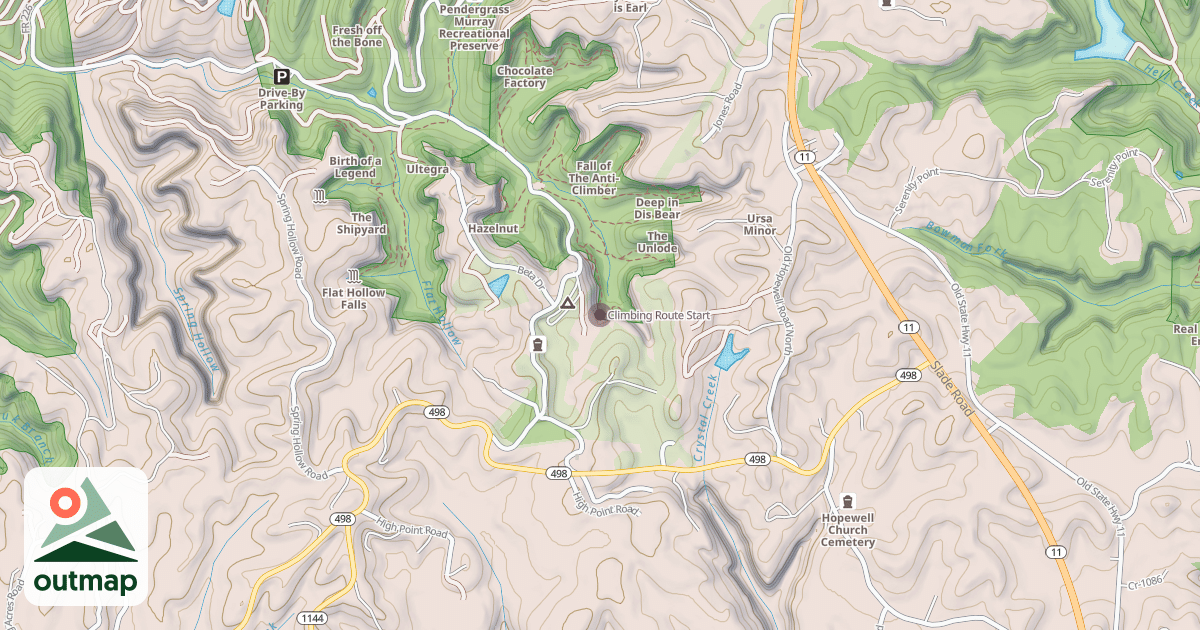 Map of Climbing Route Start