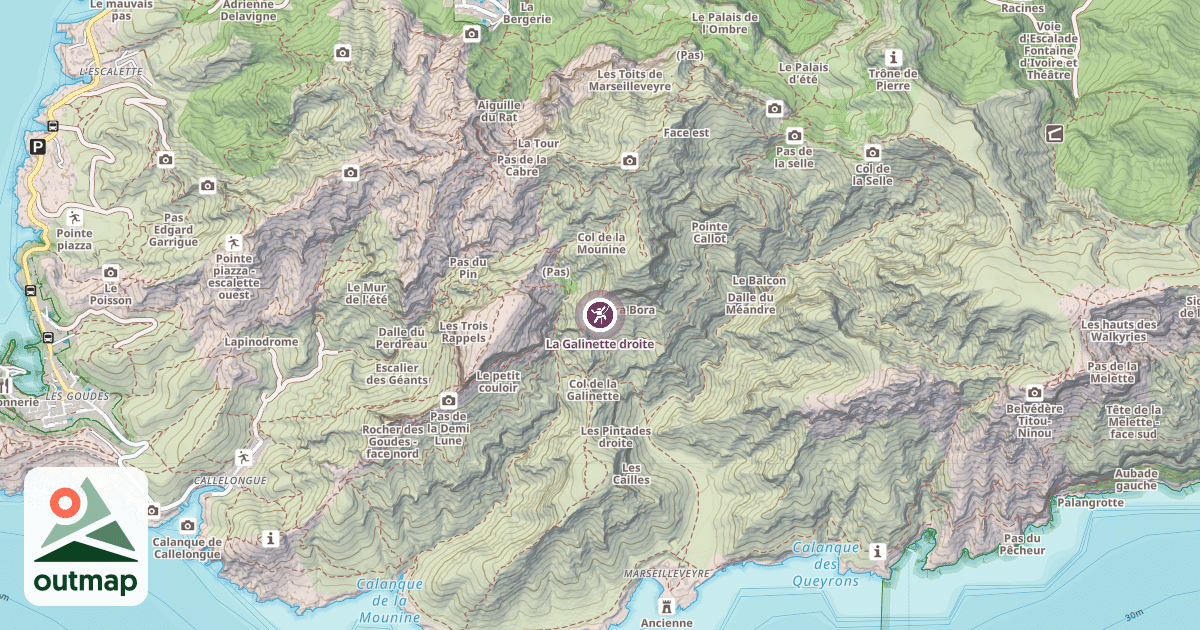 Map of La Galinette droite