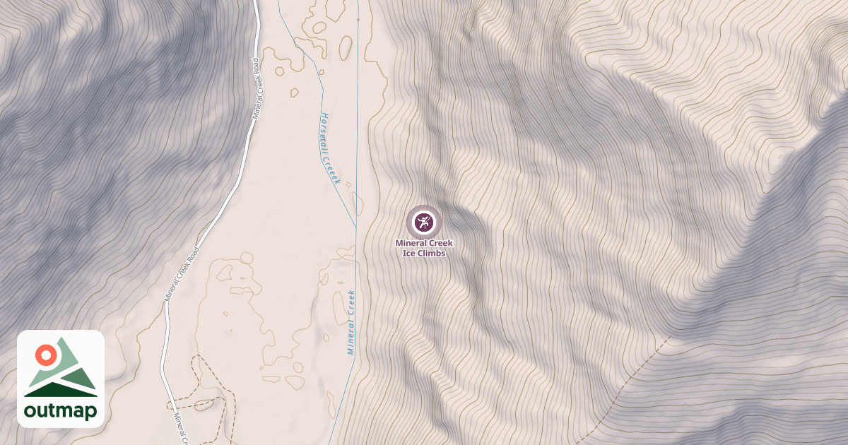 Map of Mineral Creek Ice Climbs