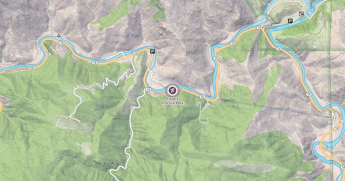 Map preview of Poudre Practice Rock