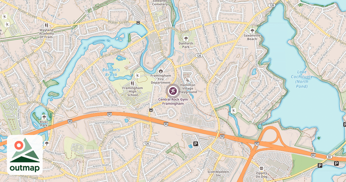 Map of Central Rock Gym Framingham