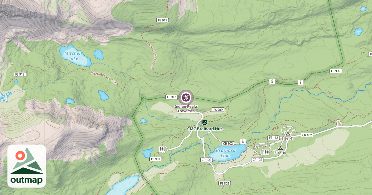 Map of Indian Peaks Traverses